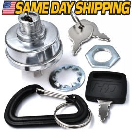 HD Switch Starter Ignition Switch fits ExMark Toro 1-543070 w/3 Keys & Carabiner Key Upgrd