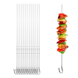 Yolmooat 12Pcs Premium Kabob Skewers, Stainless Steel Metal Skewers for Grilling, Ideal for Meat Chicken Vegetable