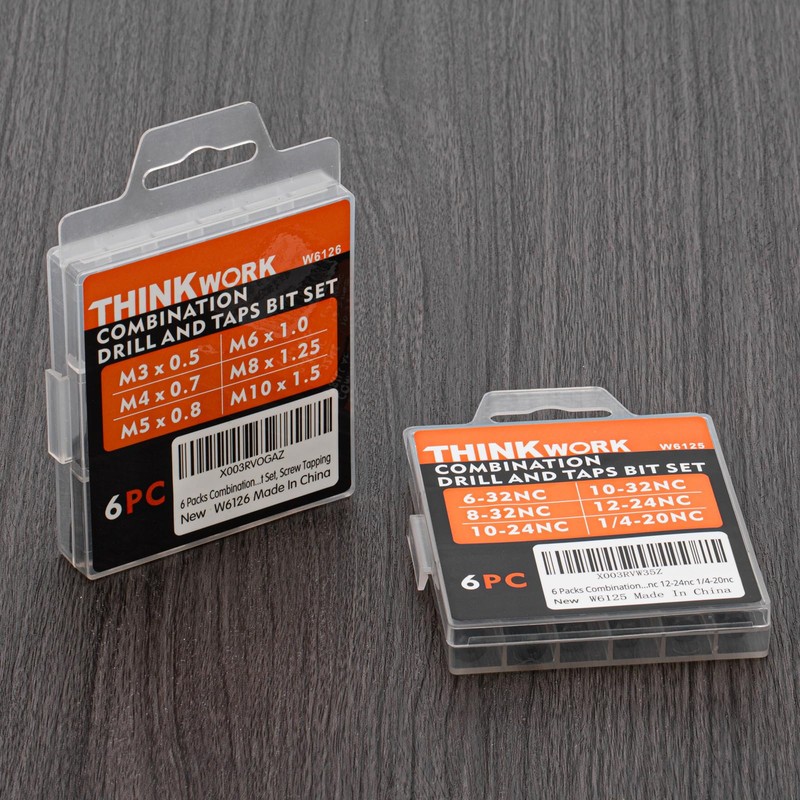 THINKWORK Combination Drill Tap & Tap Bit Set, 6 Pack