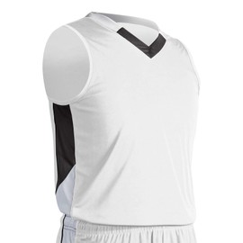 Champro Rebel Polyester Basketball Jersey, Adult 2X-Large, White, Black, White