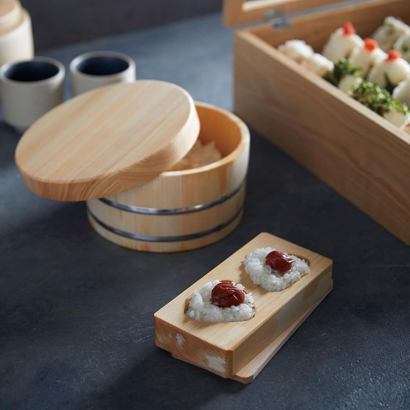 TIKUSAN Wooden Onigiri Musubi Maker Japanese Rice Ball Press Hinoki