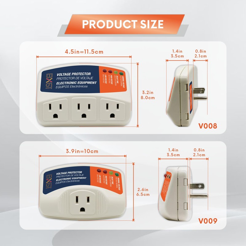 BXST Refrigerator Surge Protector 3 Outlet Power Strip for Home