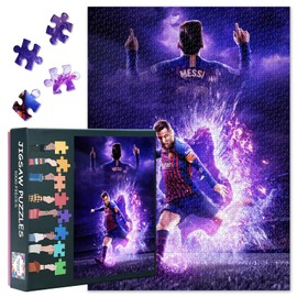 1000 Piece Jigsaw Puzzle: Legendary Soccer Star Inspirational Art, Gallery-Quality Archival Paper Wall Display for Fans & Collectors, Collectible Football Memorabilia, 27.5x19.7 Inch