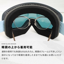 NNOUM Ski Goggles, 3 Layer Sponge ASIAN Fit, Glasses Compatible, Wide View Baseball Surface, Double Lens, Windproof, Snowproof, Anti-Fog, UV Protection, Lightweight, Shock Resistant, Storage Bag