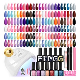 PHOENIXY 51 PCS Gel Nail Polish Kit with U V Light, 35 Colors Gel Polish with 5 Pcs Base Top Coat Manicure Starter Nail Polish Set Christmas Gifts for Women ST9012