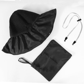 Acado Straw Sun Hat for Women - Wide Brim UV Protection Beach Hats Foldable Ladies Summer Hat with Storage Bag Black