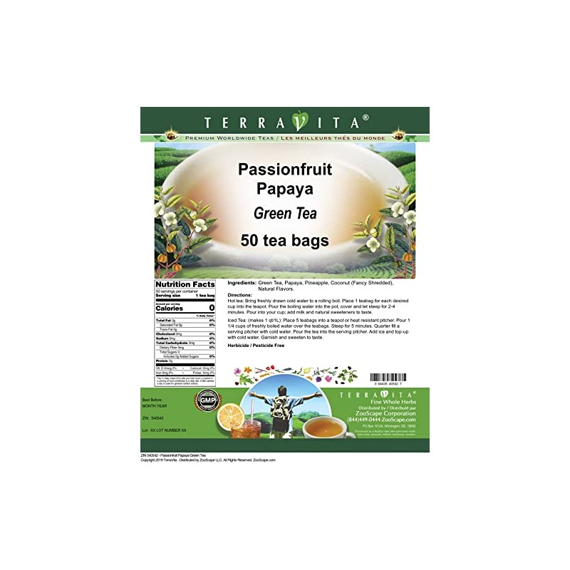 Passionfruit Papaya Green Tea (50 tea bags, ZIN: 540542)