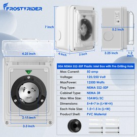 FROSTYRIDER 50 amp Generator Inlet Box,3 Prongs NEMA SS2-50P Power Inlet Box for 3 Prong Generator Cord with Green Safely Light Waterproof for Outdoor Use,ETL Listed