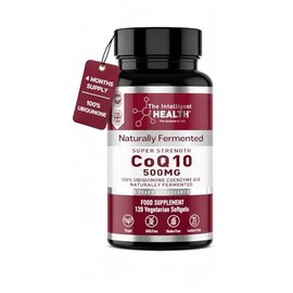 The Intelligent Health CoQ10 Supplement, Fermented Coenzyme Q10 Ubiquinone for Women & Men, Easy to Swallow 500mg 120 Vegetarian Softgels