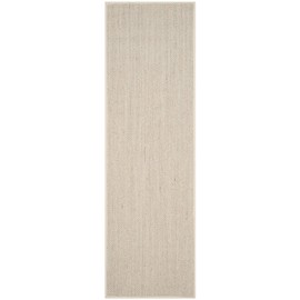 SAFAVIEH Natural Fiber Collection Runner Rug - 2'6" x 16', Marble & Beige, Sisal, Woven Design with Border (NF143C)