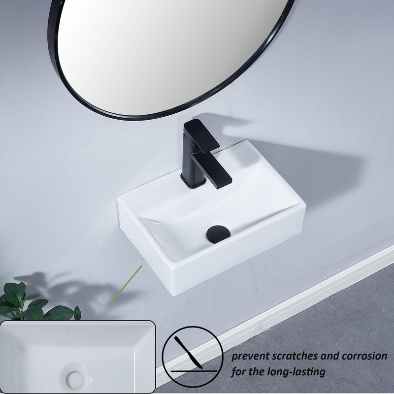 SHACO 14x10 Inch Wall Mount Bathroom Sink, Small Bathroom Sink