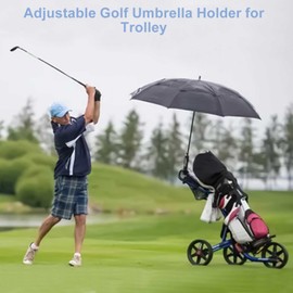 mumisuto Golf Umbrella Holder, Golf Trolley Umbrella Holder Universal Adjustable Anti-Fall Umbrella Rack Golf Accessories Plastic Golf Cart Umbrella Stand Golf Trolley Umbrella Holder