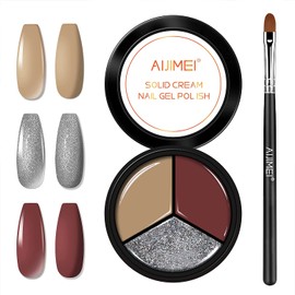 AIJIMEI 3in1 Solid Nail Polish Nail Polish Cream solid gel polish Solid Cream Painting Gel Soak Off Gel Nail Art DIY Manicure for Home Salon Nail Polish Cream Gel Gel Polish Solid Gel Nail Polish(A05)