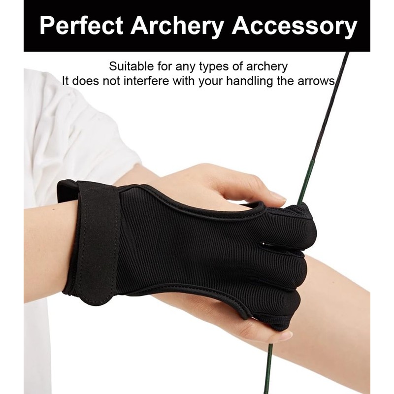 SUJAYU 3 Finger Archery Glove, Leather Fingers Protector Shooting Gloves