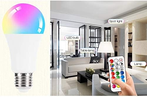 Bombilla LED, 10W E27 Bombilla LED RGB Regulable, para Sala de Estar, Dormitorio, Fiesta, Pub