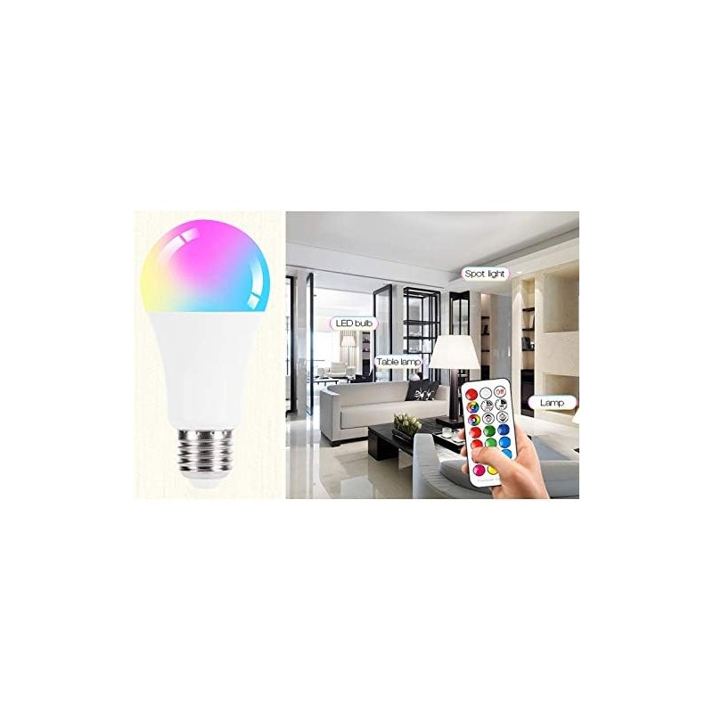 Bombilla LED, 10W E27 Bombilla LED RGB Regulable, para Sala