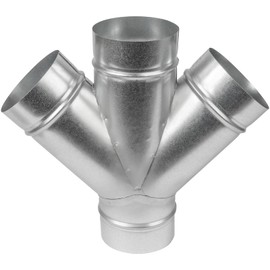 4" Inch W-Shape Ducting Splitter - 45 Degree Galvanized Steel 4-Way Dust Collection Fitting - Branches for Exhaust Fan - Ducting Adapter - Duct Hose Connector