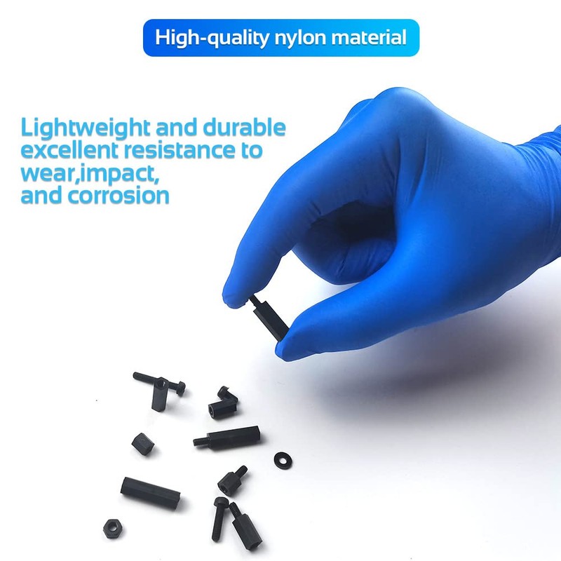 COMRUN 350PCS M2 Black Male Female Nylon Hex Spacer Standoff