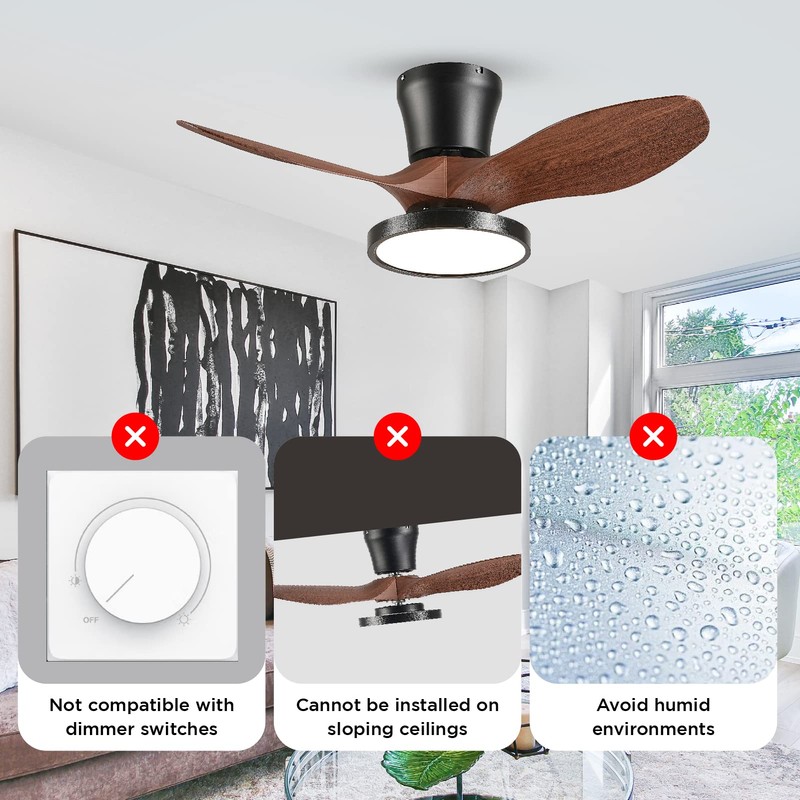 ocioc Quiet Ceiling Fan with LED Light DC motor 32