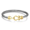 HANTNOOL Cable Bracelets for Women Two Tone Cuff Bangle with