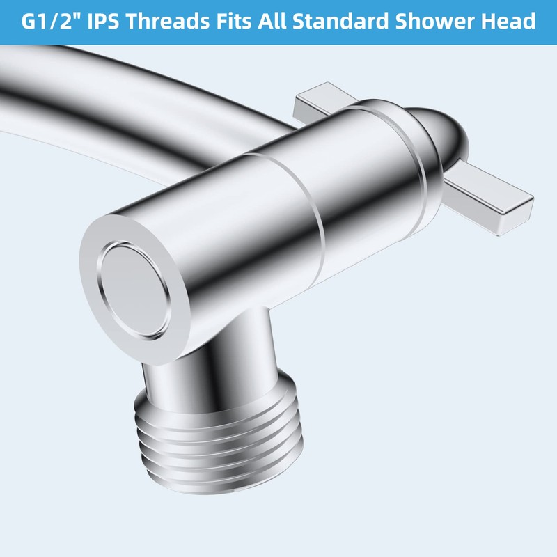 Hibbent Metal 16'' Shower Head Extension Arm with 3-way Diverter