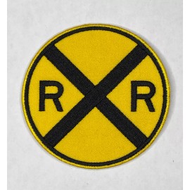 3" Rail Road Crossing Patch, RR Xing, nice embroidery, sew on