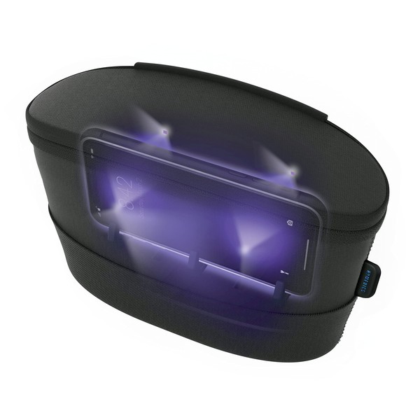 Homedics UV Clean Portable Sanitizer Bag - Rechargeable UV Light Sanitizer and Sterilizer Box - Kills 99.9% of Airborne Contaminates, Storage and Makeup Bag, Fits Masks, Cell Phones, Keys, Black