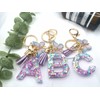 Meefisher Purple-Blue Resin Alphabet Initial Letter Bulk A-Z Keychain Tassel