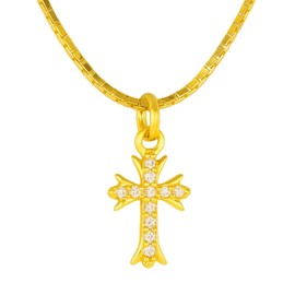 NFINITYRE Cross Necklace for Women, 18K Gold Plated Cross Pendant Diamond Necklace Dainty Simple Cross Necklace Tiny Gold Necklaces for Women Trendy Jewelry Gifts