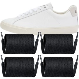 2 Pairs Shoelaces Replacement Flat Laces for VEJA Esplar/Campo/V-10/V-12/V-15/Rio Branco/Minotaur/Venturi/Nova Shoes(Color:Black,Size:44Inch)
