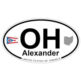 US Decal, Inc. Alexander, Ohio Oval Sticker with State Flag