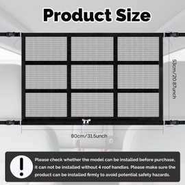 HXUING Car Luggage Net, 80 x 55 cm, Universal Car Roof Luggage Net, Double Layer Car Roof Storage for Blankets, Car Net Organiser for Four Roof Armrests on Cars, Jeeps, Vans, SUV