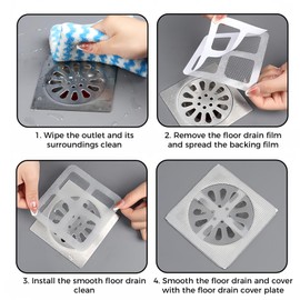 Acpetdr Disposable Shower Drain Hair Catcher, 30Pcs Square Floor Drain Mesh Anti-Blocking Strainer Sticker, Drain Hair Catcher for Pet Hair, For Bathroom Bathtub Kitchen Drain