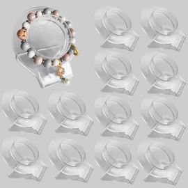fallingstar 24 PCS Bracelet Holder Clear Acrylic Bracelet Displays Stands Jewelry Display Holder Bangle Organizer Rack Transparent Shelf Shelves Acrylic Bracelet Display Collar (12 Large + 12 Small )