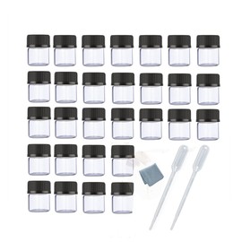 ELFENSTALL 100PCS 1ML 1/4 Dram Mini Clear Glass Essential Oils Sample Bottles with Black Caps for Essential Oils,Chemistry Lab Chemicals, Perfumes. 2X 1ML Plastic droppers