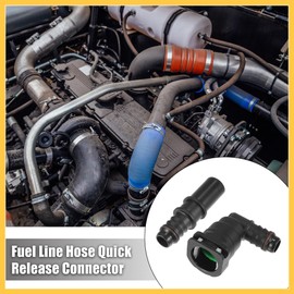 REPAIROCK 5/8 15.82mm SAE to 14mm 90 Degree Fuel Line Hose Quick Release Connector Disconnect Hose Nylon 2PCS Auto Replacement Parts