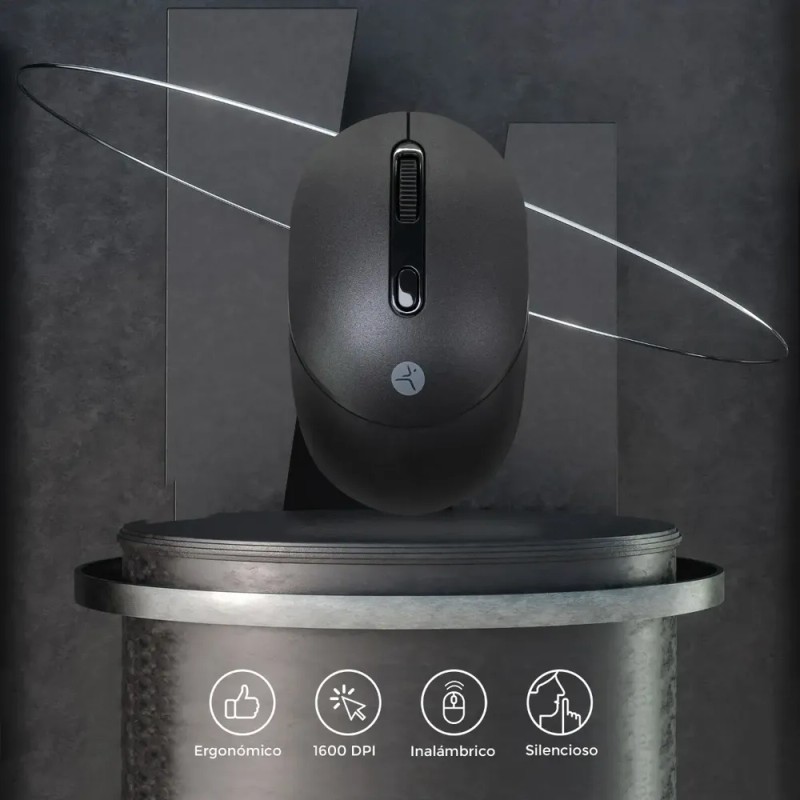 Mouse Techzone Inalámbrico Click Silencioso 1600 Dpi Negro Negro