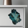 Teal Dragon Decal - Wall Hole Sticker with 3D Effect