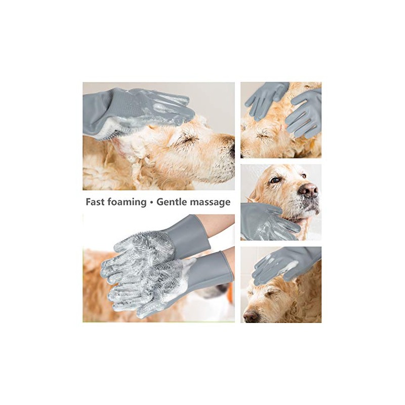 COMMEMA Pet Grooming Gloves - Massage Mitt for Dogs &