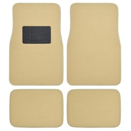 BDK MT-100-LB Classic Light Beige Carpet Floor Mats with Vinyl Heel Pad for Car SUV Truck Van, Universal Fit Front & Rear Liner