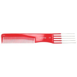 Pro Tip Hairdressing Lifter Comb with 5 Metal Pins PTC09 190mm - RED