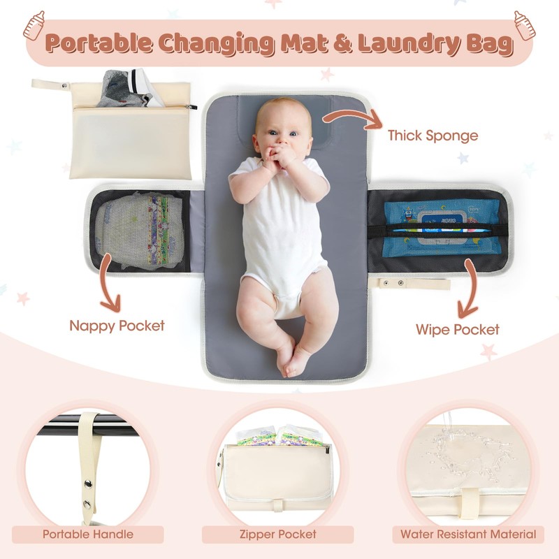 RAINSMORE Baby Changing Backpack Large Changing Bag Backpack with Pram