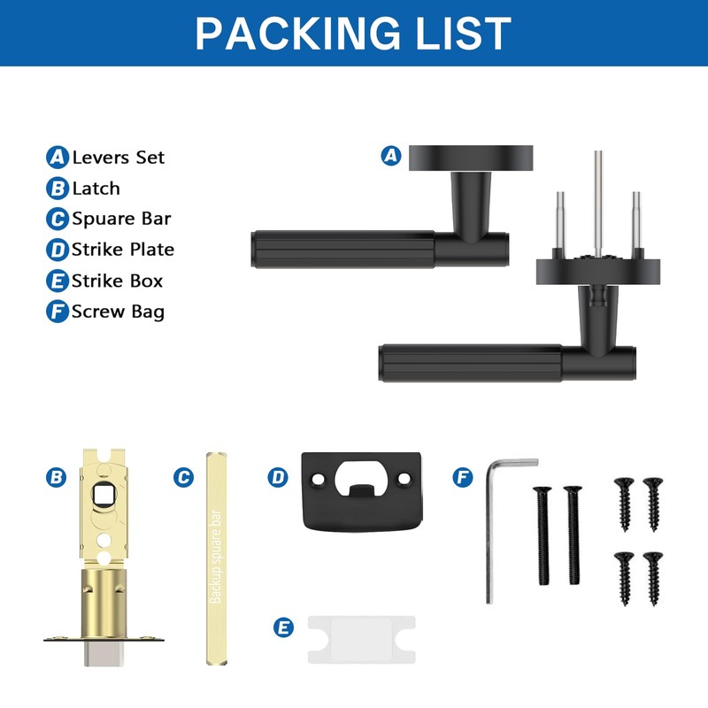 Amerdeco 4 Pack Matte Black Door Handles Interior,Knurled Privacy Door