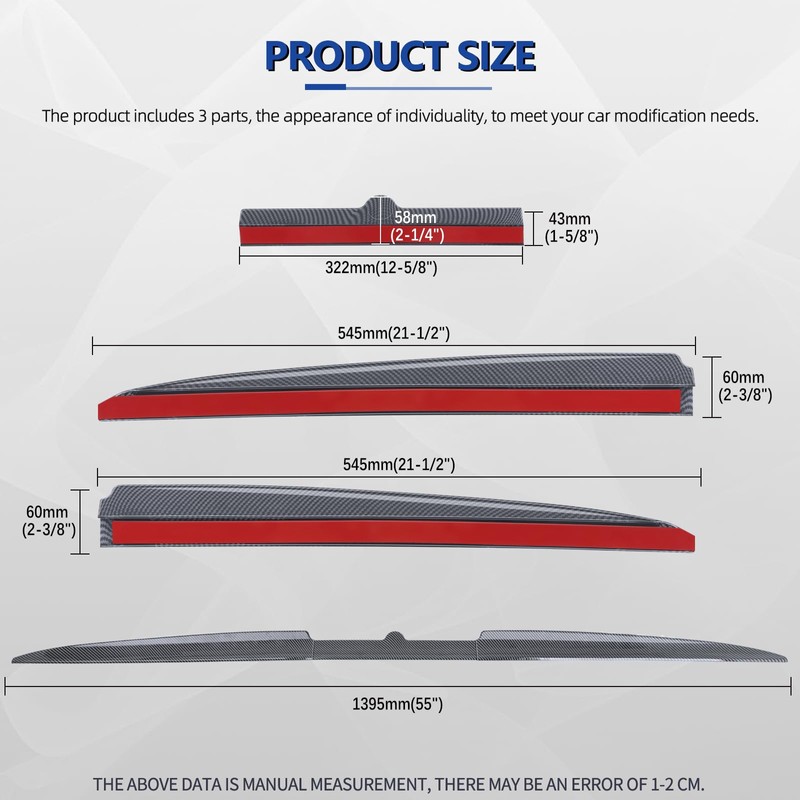 goodfitment - Universal Carbon Fiber Car Rear Trunk Spoiler Wing