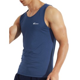 EZRUN Men's Quick Dry Sport Tank Top for Bodybuilding Gym Athletic Jogging Running,Fitness Training Workout Sleeveless Shirts(Blue,m)
