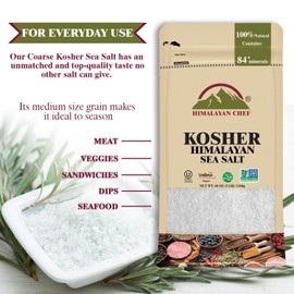 Himalayan Chef Kosher Sea Salt, Coarse Grain Kosher Salt, Non-Iodized, All-Natural, No Additives - 48 oz/Each Bag, Pack of 2