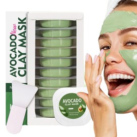 10pcs*5g Avocado Clay Mask Set, Clay Mud Mask, Moisturizing And Hydrating Skin, Blackhead Removal Men & Women Face Mask Skin Care Rejuvenating Facial Mask Travel Essential