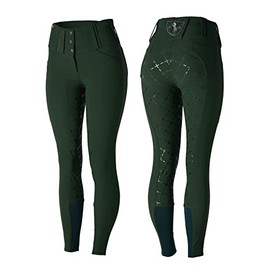 HORZE Desiree Womens Silicone Full Seat Breeches with Belt Loops - Mountain View Green - 32