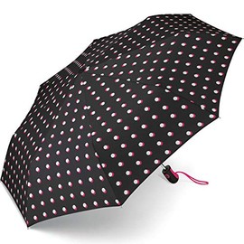 Esprit Easymatic Light Double Dot Pocket Umbrella, black, Polka Dot