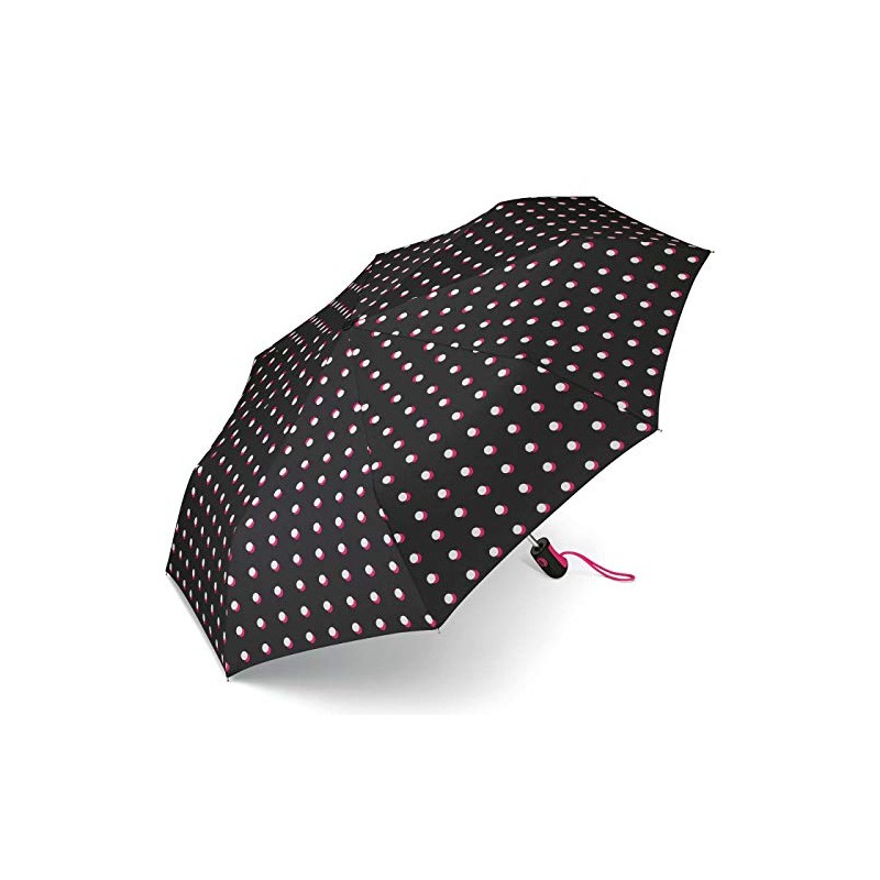 Esprit Easymatic Light Double Dot Pocket Umbrella, black, Polka Dot